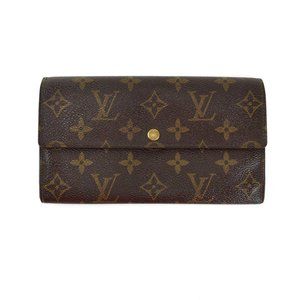 LOUIS VUITTON: Brown "LV" Logo & Leather Wallet vu